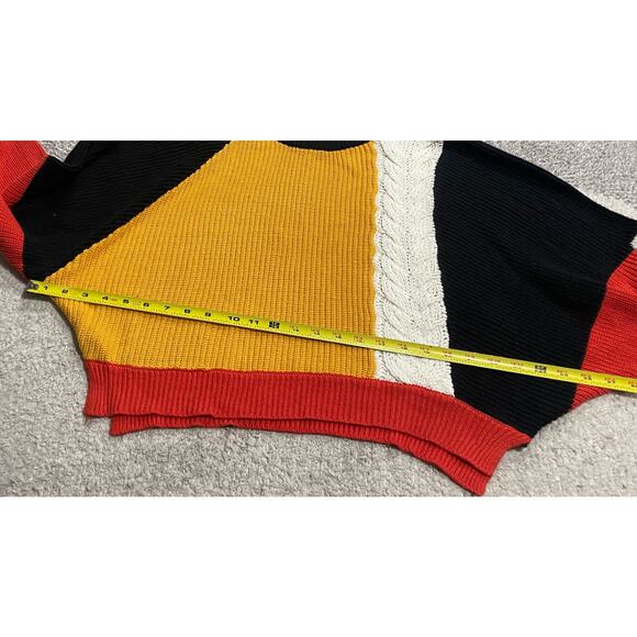 Sincerely Jules Sweater Womens Large Boxy Overized Orange Yellow Black ST18S268 - Picture 5 of 10